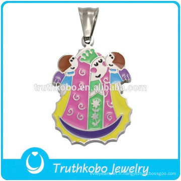 TKB-P0669 Vierge Marie toujours à vos côtés pendentifs en acier inoxydable 316L émail époxyde de bijoux ange ange bébé kawaii